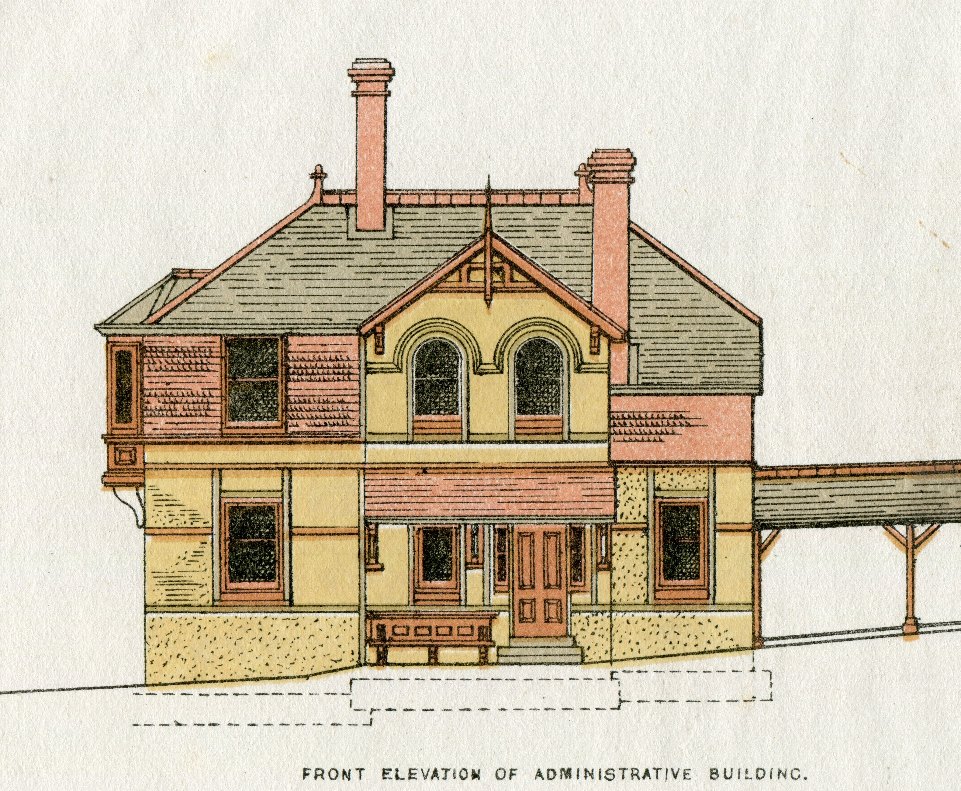 architects drawing of the administrative buildings